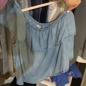 denim off the shoulder top